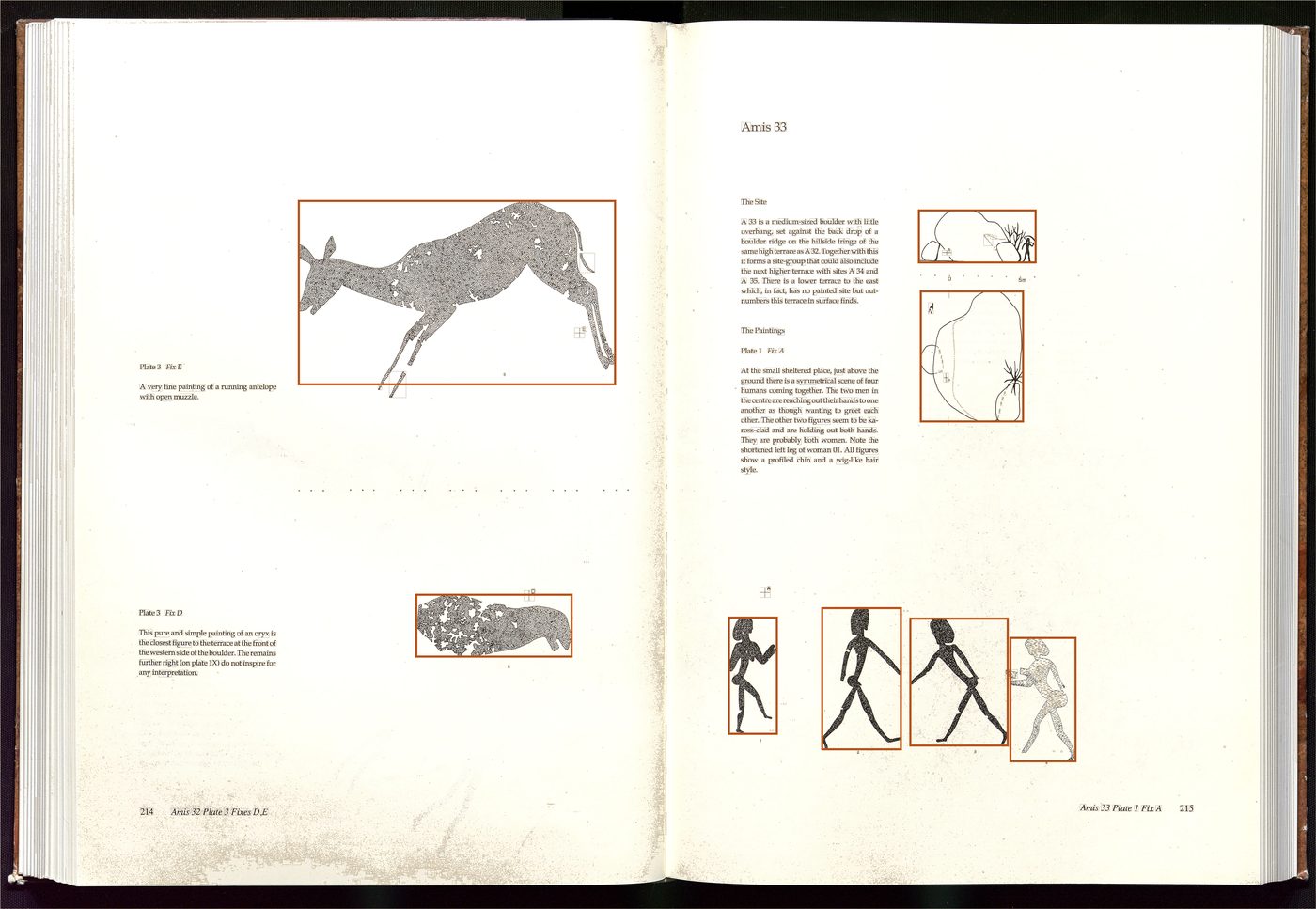 Original page with orange bounding boxes around the surviving figures and faint grey boxes around everything else regionprops found.